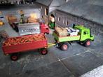 Unimog 1700 Mercedes Benz Siku + aanhanger + toebehoren, Ophalen of Verzenden, Gebruikt, Tractor of Landbouw, SIKU