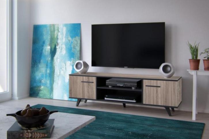 WU Tv Meubel in zwart eik 151cm xH46cm +Gratis Levering, Huis en Inrichting, Tafels | Bijzettafels, Nieuw, Kunststof, Ophalen of Verzenden