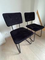 Set van 2 velvet eetkamerstoelen - zwart - topstaat, Huis en Inrichting, Ophalen, Twee, Zwart, Zo goed als nieuw