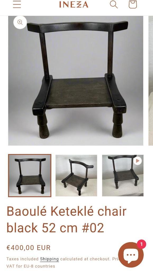 Vintage kleine stoel Baoulé ketelé uit de jaren 50, Huis en Inrichting, Stoelen, Zo goed als nieuw, Hout, Ophalen