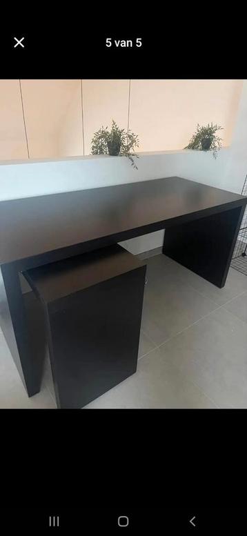 Zwarte bureau malm, Huis en Inrichting, Bureaus, Ophalen, Gebruikt, Bureau
