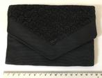 Mini clutch zwart - met zwartkanten decoratie, Handtassen en Accessoires, Ophalen of Verzenden, Gebruikt, Zwart, Avondtasje