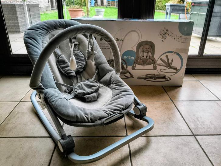 wipstoel Bo Jungle B-rocker grijs, Kinderen en Baby's, Wipstoeltjes, Zo goed als nieuw, Wipstoel, Met gordel(s) of riempje(s)