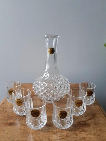 Decanter met 6 glaasjes Cristal d'arques beschikbaar voor biedingen
