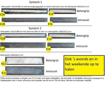 betonpalen schutting beton palen antraciet platen planken beschikbaar voor biedingen