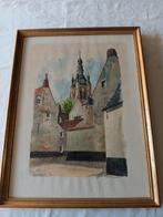 Aquarelle van begijnhof kortrijk, Antiek en Kunst, Ophalen of Verzenden