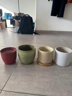 Set van 4 bloempotjes – in diverse kleuren en materialen, Tuin en Terras, Ophalen, Zo goed als nieuw, Balkon