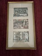 Kader met drie prenten van Anton Pieck., Antiek en Kunst, Curiosa en Brocante, Ophalen of Verzenden