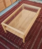 Woonkamertafel massief hout glas 120 x 70 x 45 cm, Huis en Inrichting, Ophalen, Glas, 100 tot 150 cm, 50 tot 100 cm