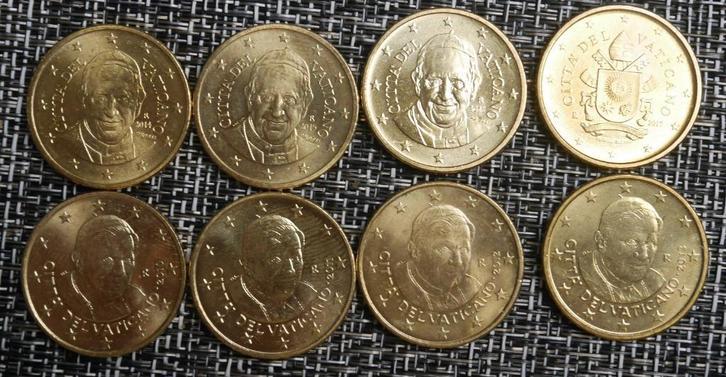 Vaticaan 50 cent 2010 - 2017 UNC, Postzegels en Munten, Munten | Europa | Euromunten, Setje, 50 cent, Vaticaanstad, Verzenden