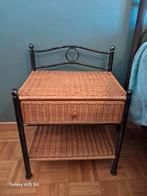 Table de nuit rotin/fer forgé (2), Comme neuf