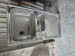 inox dubbele spoelbak, Huis en Inrichting, Keuken | Keukenelementen, Ophalen, Gebruikt