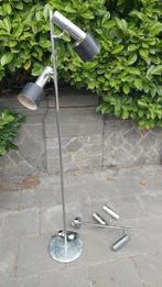 2 vintage lampen, geborsteld staal, Ophalen, Gebruikt