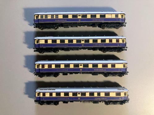 Set van 4 Liliput HO Rheingold personenauto's, Hobby en Vrije tijd, Modeltreinen | H0, Gebruikt, Treinset, Liliput, Ophalen of Verzenden