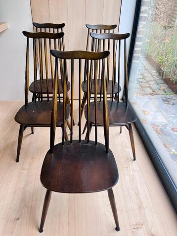 Set van 5 vintage Ercol “Moustache” stoelen beschikbaar voor biedingen