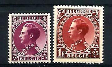 België 1934 Leopold III profiel links OBP 391 & 393**   beschikbaar voor biedingen