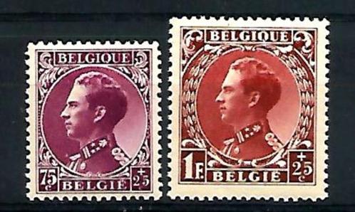 België 1934 Leopold III profiel links OBP 391 & 393**, Postzegels en Munten, Postzegels | Europa | België, Postfris, Orginele gom