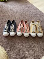 3 paar sneakers – maat 38 – goud, roze en blauw, Enlèvement, Comme neuf, Bleu, Sneakers et Baskets