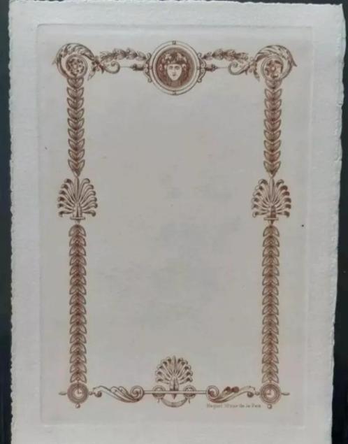 Oud menu+Hector Maquet+Gravure voor de letter+Maquet, Antiek en Kunst, Curiosa en Brocante, Ophalen of Verzenden