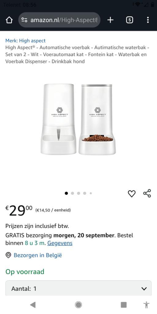 Automatische waterbak voerbak kat, Dieren en Toebehoren, Kattenvoerbakken en Drinkbakken, Zo goed als nieuw, Automatisch, Ophalen of Verzenden