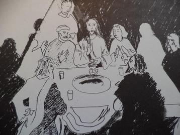 Bernard Crab Het laatste avondmaal 1976 litho potlood gesign beschikbaar voor biedingen