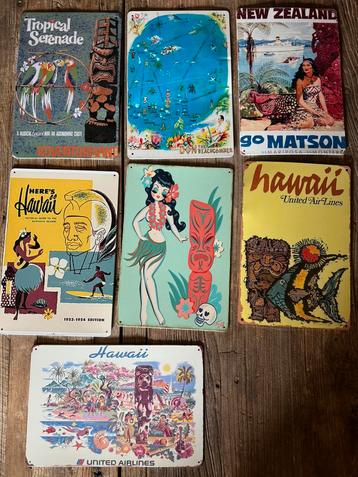 Reclameborden metaal tin bord poster Tiki Hawaii United Air beschikbaar voor biedingen