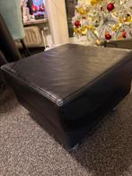 Zwarte leren poef te koop, Enlèvement, Comme neuf