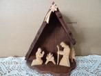 Vintage houten kerststal kerststalletje Heilige Familie 16cm, Ophalen of Verzenden, Zo goed als nieuw