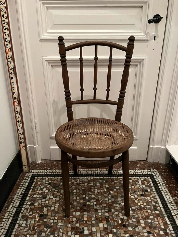 ANTIEKE STOEL HOUT FISCHEL THONET WEBBING, Antiquités & Art, Antiquités | Meubles | Chaises & Canapés, Enlèvement