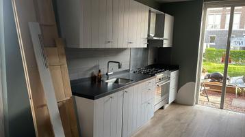 Stijlvolle Brocante Mat Witte Keuken –Compleet GEDEMONTEERD, Enlèvement ou Envoi, Granit ou Pierre, Comme neuf, Cuisine à mur double