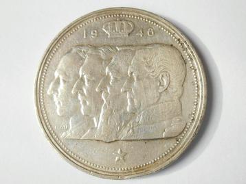 Zilveren munt uit 1948  met 4 Belgische Koningen (100 Fr)  beschikbaar voor biedingen