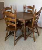 Ronde tafel + 4 stoelen, Ophalen, Gebruikt, Retro, Eikenhout