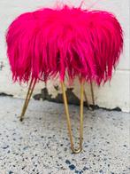 Vintage tripod hairpin kruk met faux fur, Huis en Inrichting, Ophalen of Verzenden