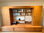 Houten bureaukast en bureau met lades en schuiven, Huis en Inrichting, Kasten | Wandmeubels, Ophalen, Gebruikt, Met lade(s)