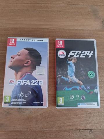 2 Nintendo Switch voetbal spelletjes FIFA 22 en FC 24 beschikbaar voor biedingen
