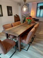 zeer mooie industrieële cognac stoelen, Huis en Inrichting, Stoelen, Ophalen, Overige kleuren, Zo goed als nieuw, Metaal
