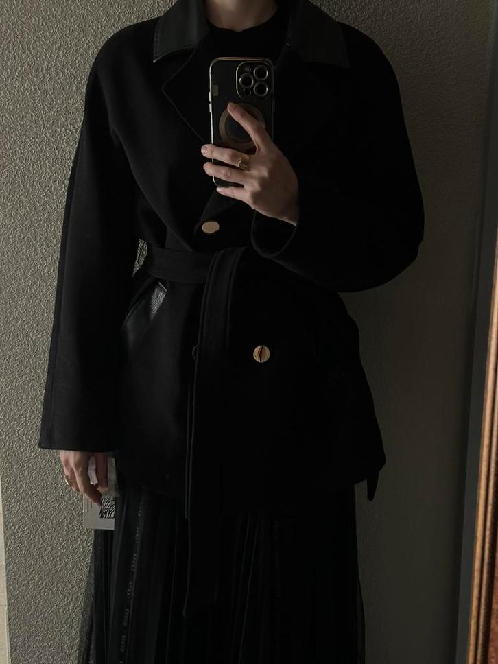 Nieuwe korte mantel, Kleding | Dames, Jassen | Winter, Nieuw, Maat 38/40 (M), Zwart, Ophalen