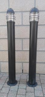 2 lichtmasten van 1 m hoog met, Ophalen, Gebruikt, Glas, Vloerlamp