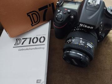 Nikon D7100 met Nikon AF 35-70mm lens, handleiding, doos,, Audio, Tv en Foto, Ophalen of Verzenden, Zo goed als nieuw, Nikon
