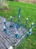 Kroonluchter Filo, 8-lamps, blauwzwart, metaal, Ø 78 cm, Ophalen, Metaal