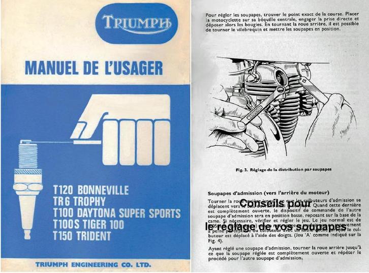 RTM voor Moto TRIUMPH (1946-1970) in het Frans., Motoren, Handleidingen en Instructieboekjes, Triumph, Ophalen of Verzenden