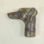 Bronzen hoofdpommel van een windhond uit 1900, Ophalen of Verzenden