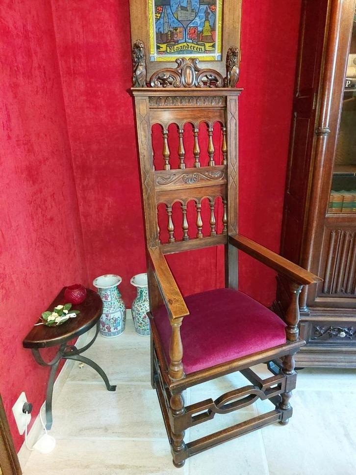 Neo-renaissance hoge stoel, Antiek en Kunst, Antiek | Meubels | Stoelen en Sofa's, Ophalen