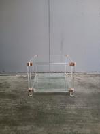 Hollywood Regency bijzettafel in plexiglas en glas, Ophalen, Mid century vintage, Gebruikt, 50 tot 100 cm