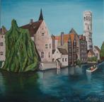 olieschilderij Brugge (40x40cm), Antiek en Kunst, Ophalen of Verzenden