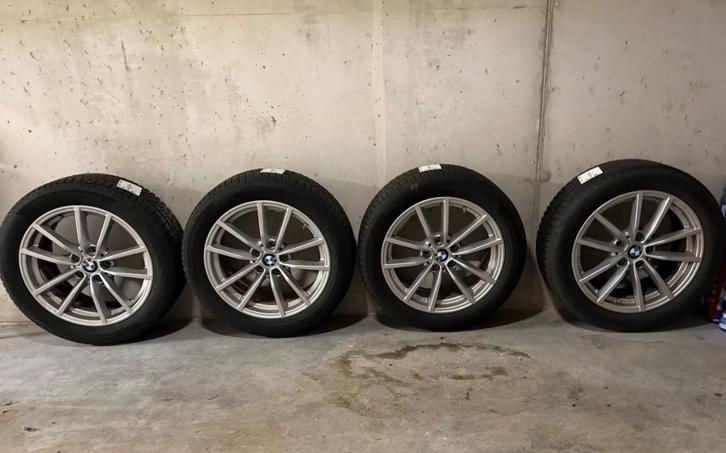 4 banden+BMW 3-serie wintervelgen, Auto-onderdelen, Banden en Velgen, Velg(en), Winterbanden, 17 inch, 225 mm, Personenwagen, Gebruikt