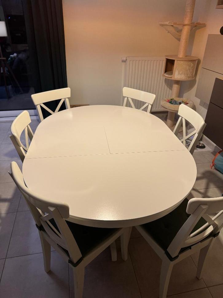 Table extensible IKEA Ingatorp blanche – modèle arrêté, Maison & Meubles, Tables | Tables à manger, Comme neuf, 100 à 150 cm, 150 à 200 cm