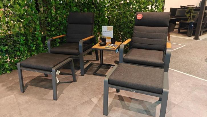 Montana Relaxstoel Lava Soltex Grafiet, Tuin en Terras, Tuinsets en Loungesets, Zo goed als nieuw, Loungeset, Aluminium, 2 zitplaatsen