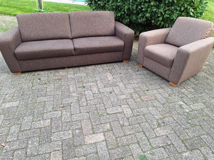 Grand canapé et/ou chaise en tissu marron Canapé et fauteuil, Maison & Meubles, Canapés | Salons, Comme neuf, Banc droit, Quatre personnes ou plus