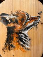 Schilderij vosje op hout door Mk Art, Ophalen of Verzenden
